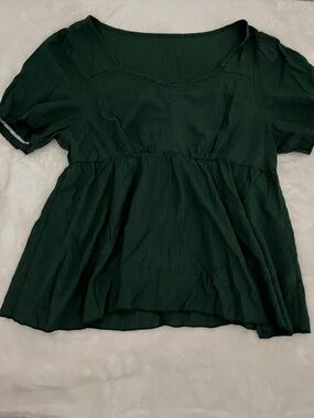 SHEIN Dark Green Peplum Short-Sleeve Tunic